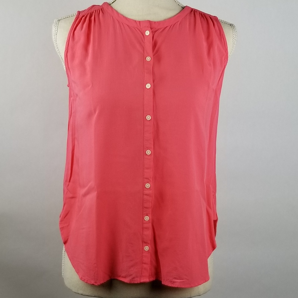 Loft Orange Button Front Sleeveless blouse. SZ XSP
